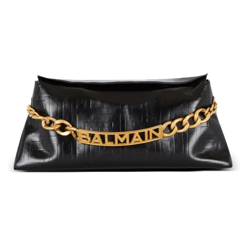 BALMAIN 1945 Коровья кожа Одно плечо Через плечо Клатч Женский Черный