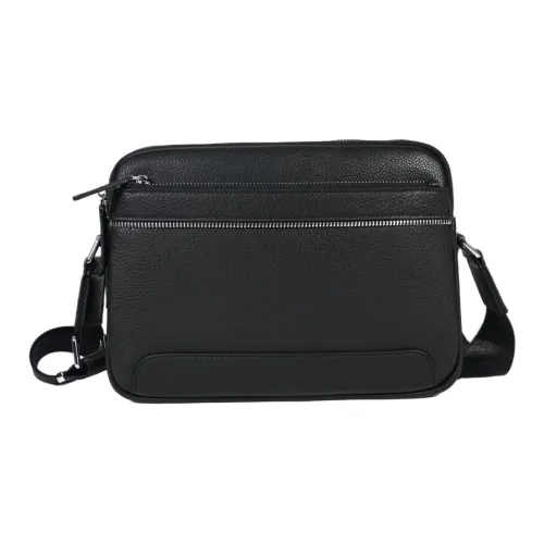 DOSRFINI Сумка через плечо из натуральной коровьей кожи мужская черная