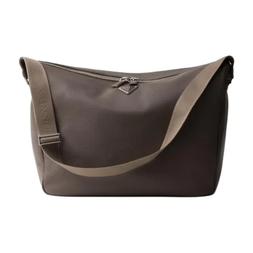 PRADA Сумка через плечо из кожи мужская серая и коричневая