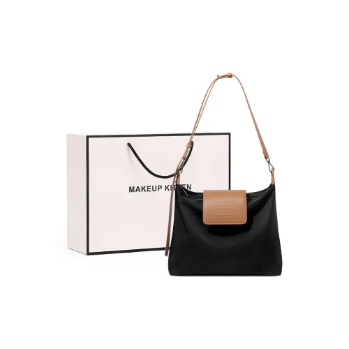MAKEUP KITTEN Мягкий Нейлон Синтетическая Кожа Сумка для Коммутации Сумка через плечо Сумка через плечо Женская Черная