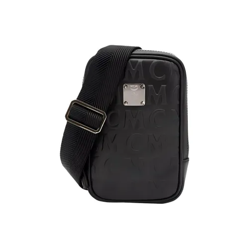 MCM Klassik Visetos Кожа Сумка через плечо Бананка Мини Женская Черная