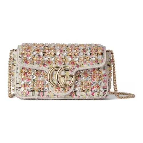 GUCCI GG Marmont Шерсть Сумка через плечо Сумка на плечо Экстра мини Женская Айвори с Многоцветным