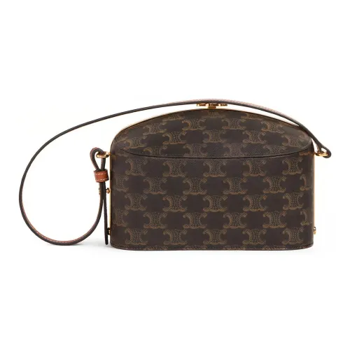 CELINE Triumphal Arch Корова Кожа Обеденная Коробка Сумка на Одно Плечо Женская Рыжевато-Коричневый