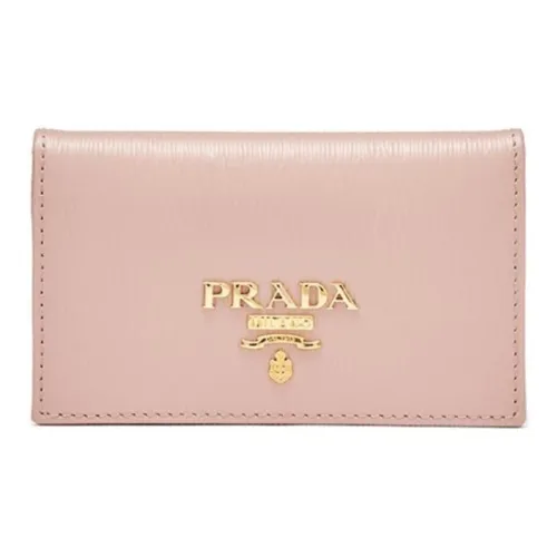 PRADA Держатель для карт из коровьей кожи женский розовый