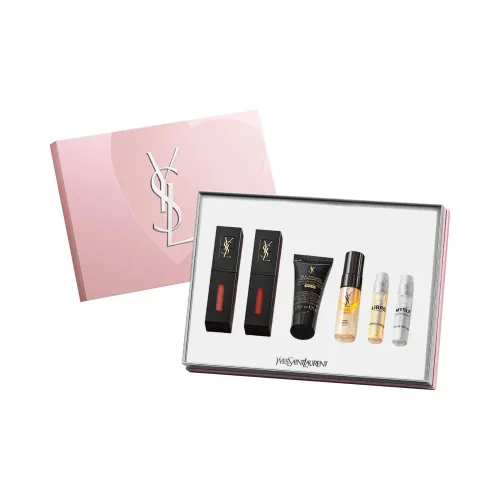 SAINT LAURENT Красный Ню Жидкая помада Макияж Набор Easy to Blend Цвет лица Шесть предметов Набор