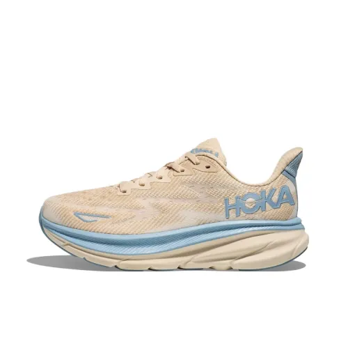 HOKA ONE ONE Clifton 9 Противоскользящий Устойчивый к истиранию Низкий Топ Повседневные Беговые кроссовки Мужские Бежевые