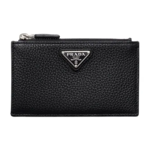 PRADA Мужской кожаный держатель для карт черный