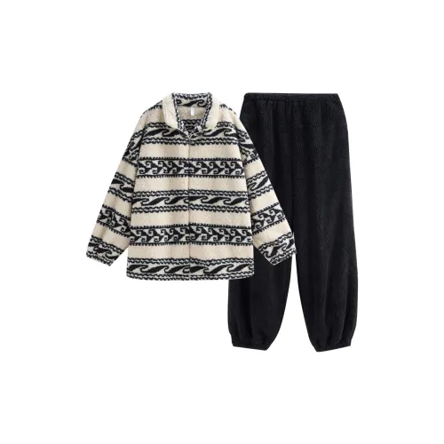 Same Language Пижамный комплект для женщин черный и белый