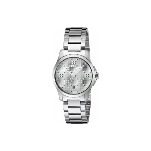 GUCCI Женские часы Кварцевый механизм Ремешок из нержавеющей стали Серебристый циферблат
