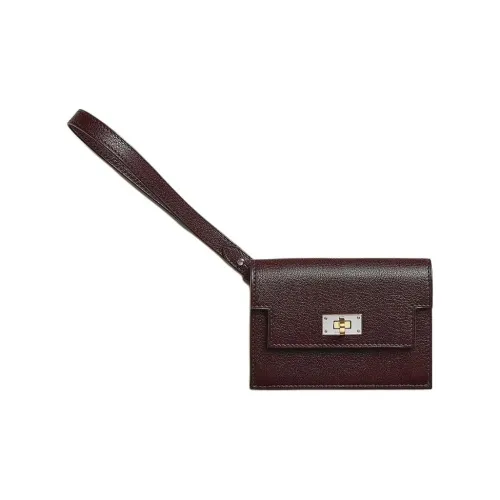 HERMES Kelly Pocket Chamkila шевро Кошелек Женские 0G Руж Sellier Седло Красный