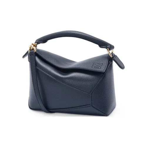 LOEWE Пазл Мягкий с текстурой Телячья кожа Сумка через плечо Сумка Мини Женская Морской Синий