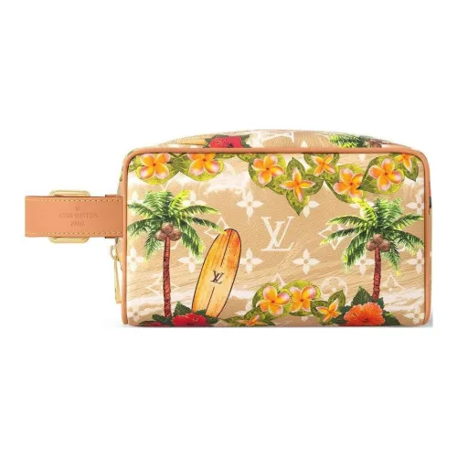 LOUIS VUITTON Dopp Kit Сумка для туалетных принадлежностей из кожи Мужская Светло-коричневая и Многоцветная