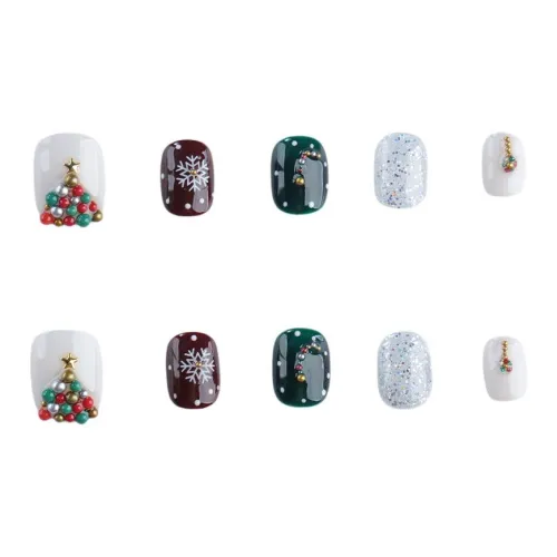 Song Biography Новинка Рождество 3D-эффект Милый Осветляющий Короткий Ногти Фальшивая Ножная Косичка Короткая ЛАДДЕР 15 мм