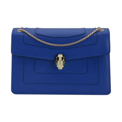 BVLGARI Serpenti Forever Телячья кожа Сумка через плечо Сумка на плечо Женская Синяя