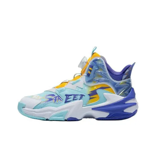 QIAODAN Slip-Resistant Abrasion-Resistant MID Топ Детские Баскетбольные Кроссовки Прозрачный Синий Пейсли Фиолетовый