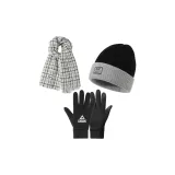 [Chanel Insulated Outfit Трехкомпонентный Комплект] Белый Черный Шарф + Серый Шляпа + Перчатки