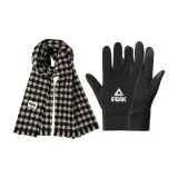 [Artistic Style Premium] Черный Белый Шарф + Перчатки Двухкомпонентный Комплект