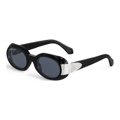 LOUIS VUITTON Металлические Ацетатные Солнцезащитные Очки OVAL Мужские Черные