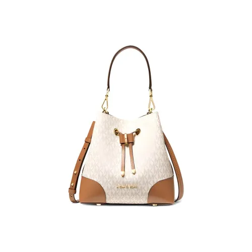 MICHAEL KORS Mercer Gallery Bucket Искусственная кожа Через плечо Одно плечо Сумка Маленькая Женская Экрю Светло-коричневый