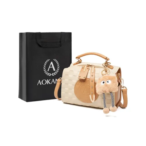 AOKANG Коровья кожа Подушка Сумка Одно плечо Сумка Стандартная Женская Экрю Слоновая серый