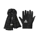 [Chanel Style Двухкомпонентный Комплект] Черный Белый Шарф + Черные Перчатки