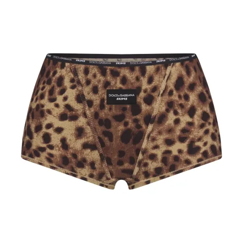 SKIMS DOLCE&GABBANA Collaboration Коллаборация Леопард/Леопардовый принт Женские Трусики-бикини