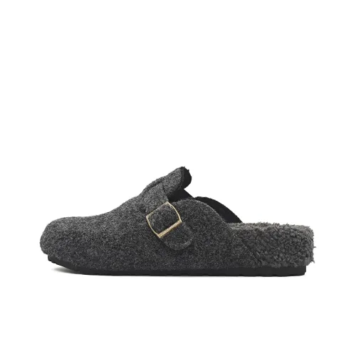 CHENTER KATER Резиновая подошва ворсистый противоскользящий домашние тапочки женские темно-серый флис утепленная обувь Birkenstock