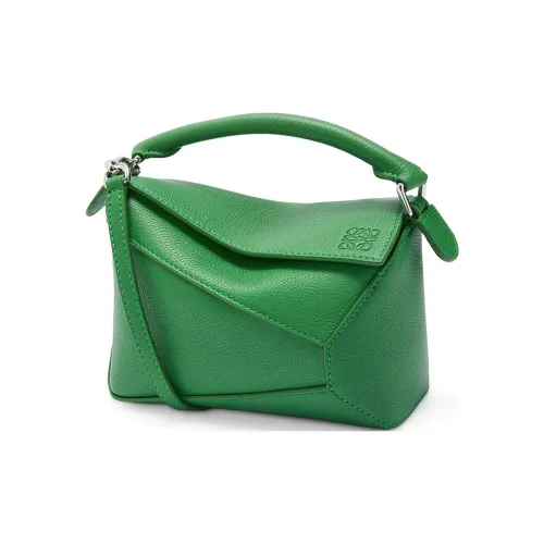 LOEWE Пазл Мягкая крупнозернистая текстура коровьей кожи сумка через плечо мини-сумка женская тропический зеленый