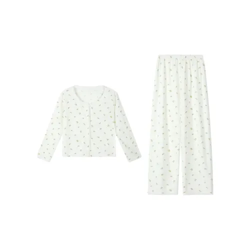 Сон Студенты Квартира Домашний Верхняя одежда Готовый Комплект пижам Женские Белые