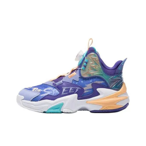 QIAODAN Slip-resistant Амортизация Waterproof And Breathable Низкий Топ Детские Баскетбольные Кроссовки Фиолетовый Синий