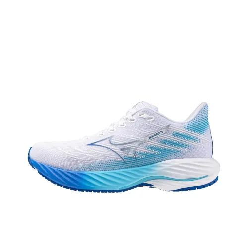 Mizuno Wave Rider 28 Противоскользящий Устойчивый к истиранию Низкий Топ Повседневные Беговые кроссовки Женские Белый Синий