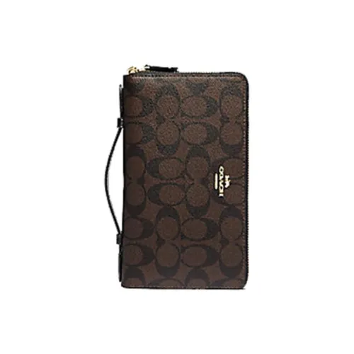 COACH Canvas с кожаными вставками клатч кошелек мужской коричневый