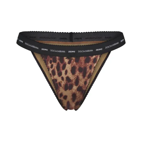 SKIMS DOLCE&GABBANA Collaboration Коллаборация 1 Пачка Леопард/Леопардовый С принтом Женские Трусики-Бикини