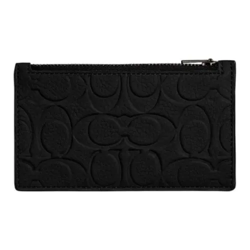 COACH Card Case Коровья кожа Держатель для карт Мини Женский Черный