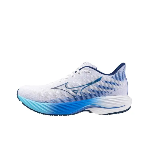 Mizuno Wave Rider 28 Противоскользящий Устойчивый к истиранию Низкий Топ Повседневные Беговые кроссовки Мужские Белый Синий