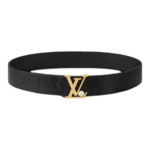 LOUIS VUITTON Кожаные ремни Мужской Черный Ширина 4CM