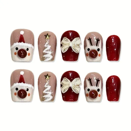 XIAMEIYU Suzuka Колокольчик Ringing Осветляющий False Nail Короткий LADDER Красный Jump Цвет Мультяшный 15 мм