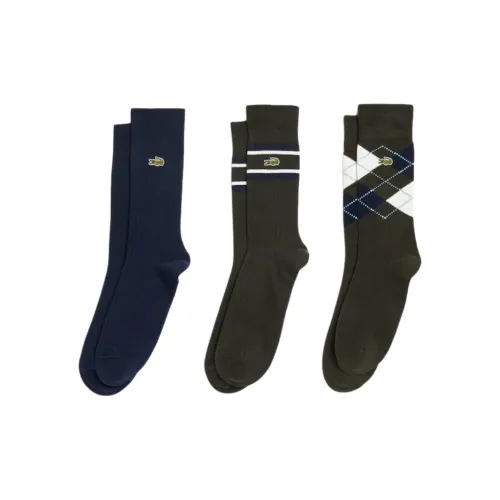 LACOSTE Collaboration 3 пачки оливково-зеленых + морских синих мужских носков MID до икры