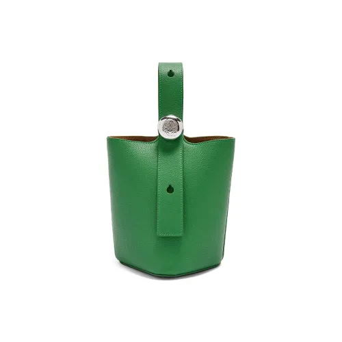 LOEWE Bucket Series Мягкая крупнозернистая текстура коровьей кожи Ведрообразная сумка Сумка через плечо Сумка-мини Женская Тропическая Зеленая