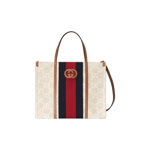 GUCCI Кожа Тоут Сумка Сумка для покупок Сумка через плечо Сумка среднего размера Женская Бежевая и Айвори