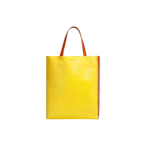 MARNI Museo Soft Телячья кожа Тоут Сумка Сумка для покупок Сумка Мужская Желтая Коричневая