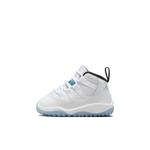 Jordan Air Jordan 11 Нижняя юбка Устойчивая к истиранию Высокий топ Обувь для малышей Белый и синий цвет Для младенцев и малышей