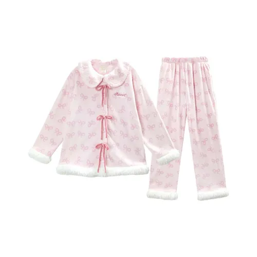 GUKOO Пижамный комплект женский серый абрикосовый розовый