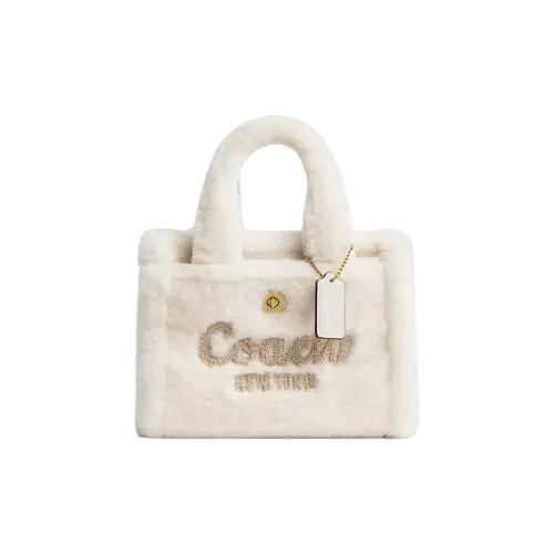 COACH Cargo Shearling Tote Bag Shopping Bag Shoulder Bag Single Shoulder Bag Small Women's White