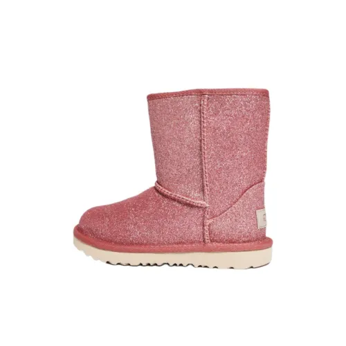 UGG CLASSIC SHORT Противоскользящие термические детские ботинки розового цвета для детей 3-7 лет