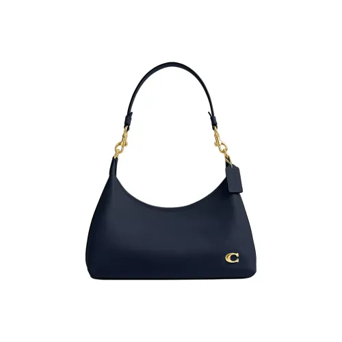 COACH Juliet Перчаточная Дубленая Кожа Сумка Сумка через плечо Большая Женская Темно-Морской Синий