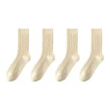 Осенние и зимние универсальные носки с полосками, комбинация ② (Молочно-белый + Молочно-белый + Молочно-белый + Молочно-белый)