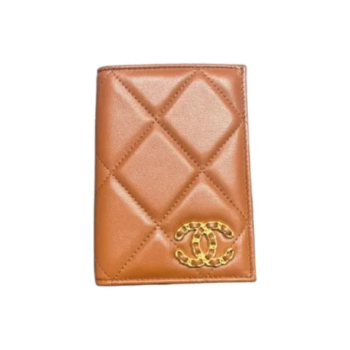 CHANEL Sheepskin Wallet Women's Caramel