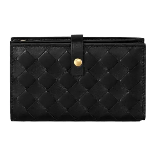 Bottega Veneta Sheepskin Wallet Medium Women's Black