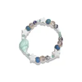 Морская оболочка, звезды, браслет, синий